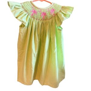 Green and Pink Carolina Palmetto Smocked Dress 2T